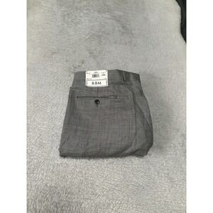 RBM Glen Plaid Wool Dress Pants Size 38x31 Cuffed Trousers NWT Black White